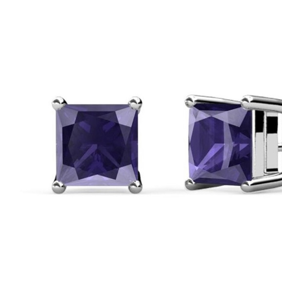 Iolite purple stud earrings - Picture 2 of 4